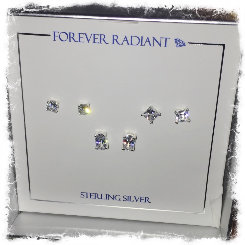 Forever Radiant SS925 3prs AA+ CZ Diamond Earrings - Picture 2 of 8